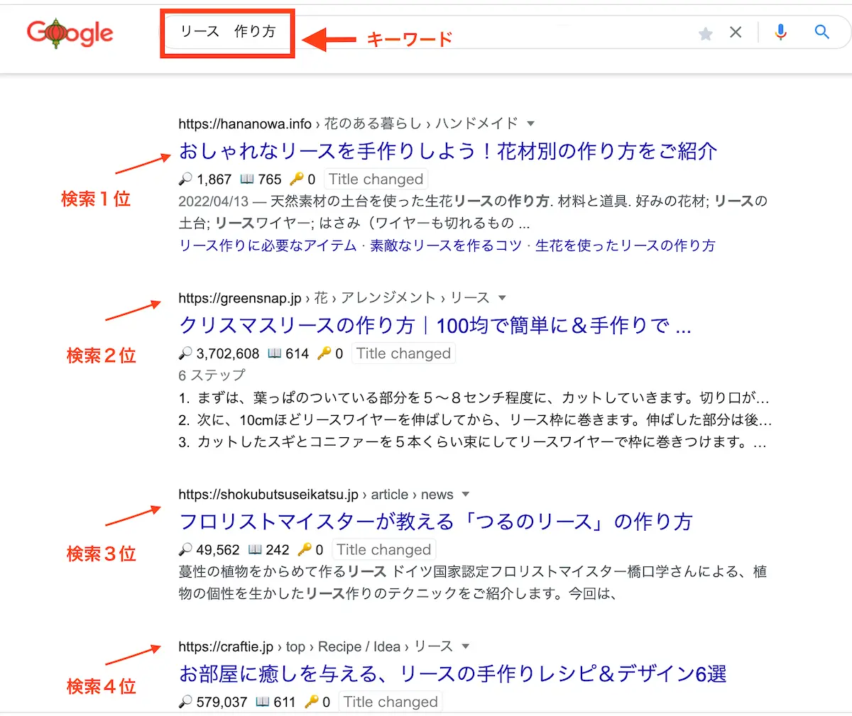 Google上位表示例